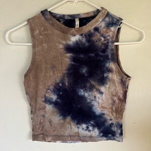 I Love S & S, INC • Gray and Blue Tie Dye Muscle Tee Cropped Tank Top S